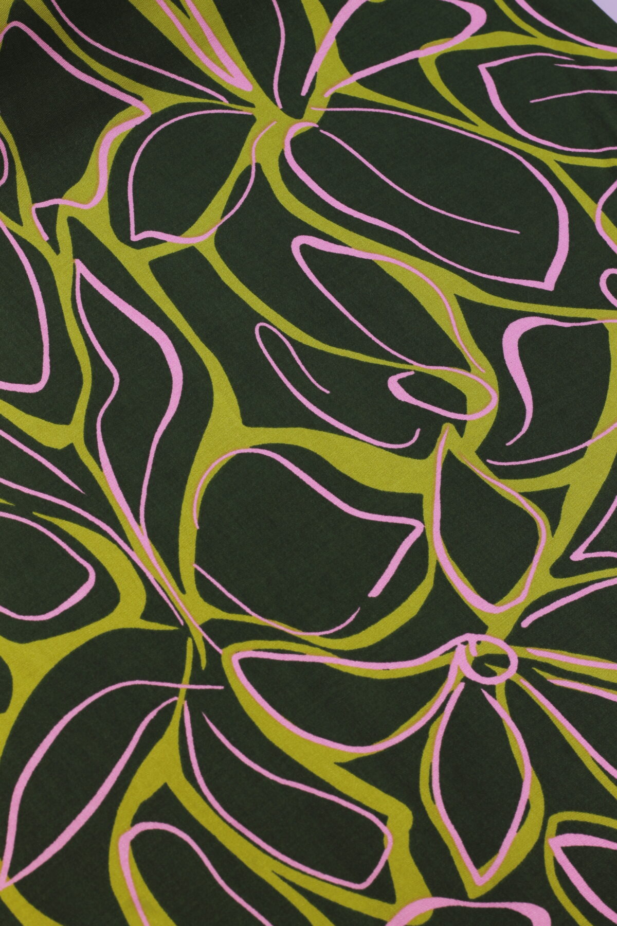 VISKOSE STRETCH: Abstract Flowers Green – Bild 3