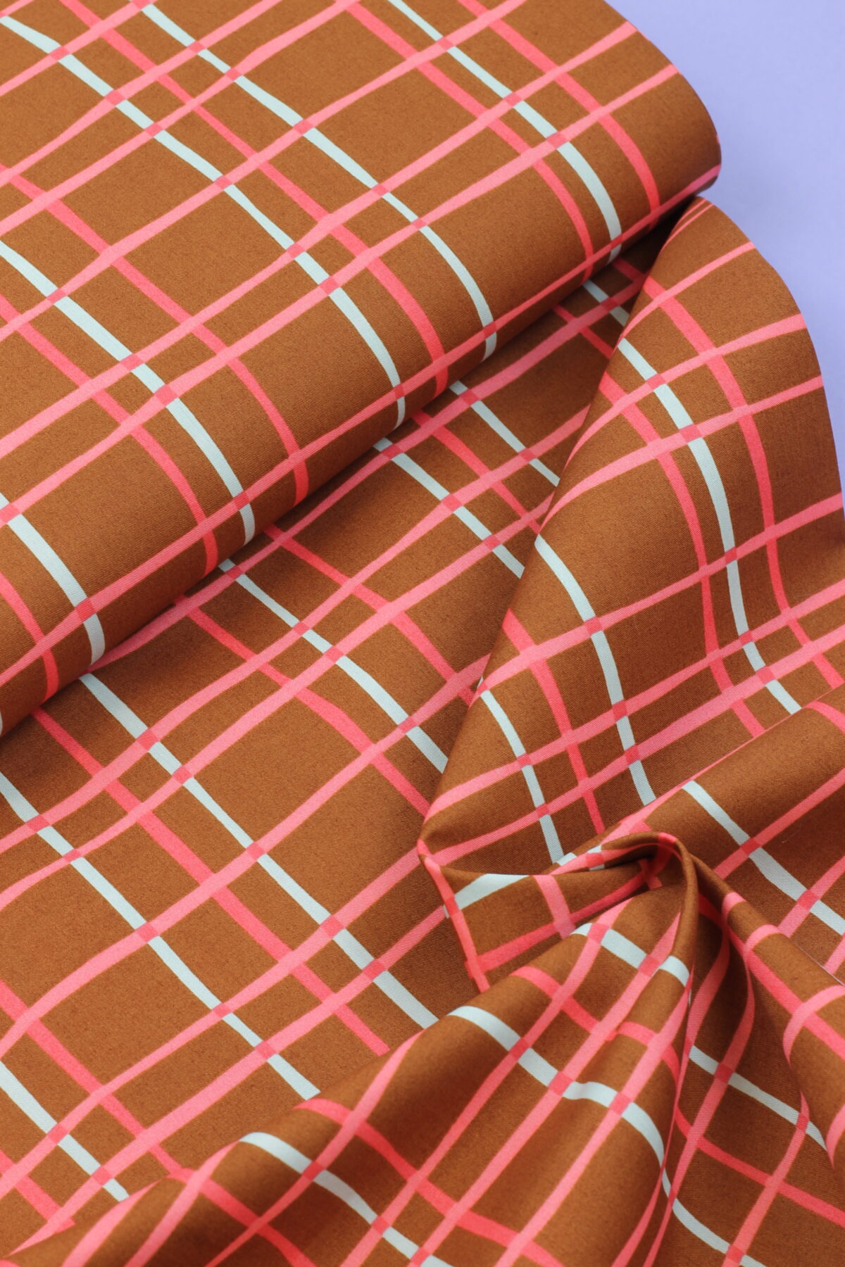 Baumwoll-Poplin "Checks Caramel"