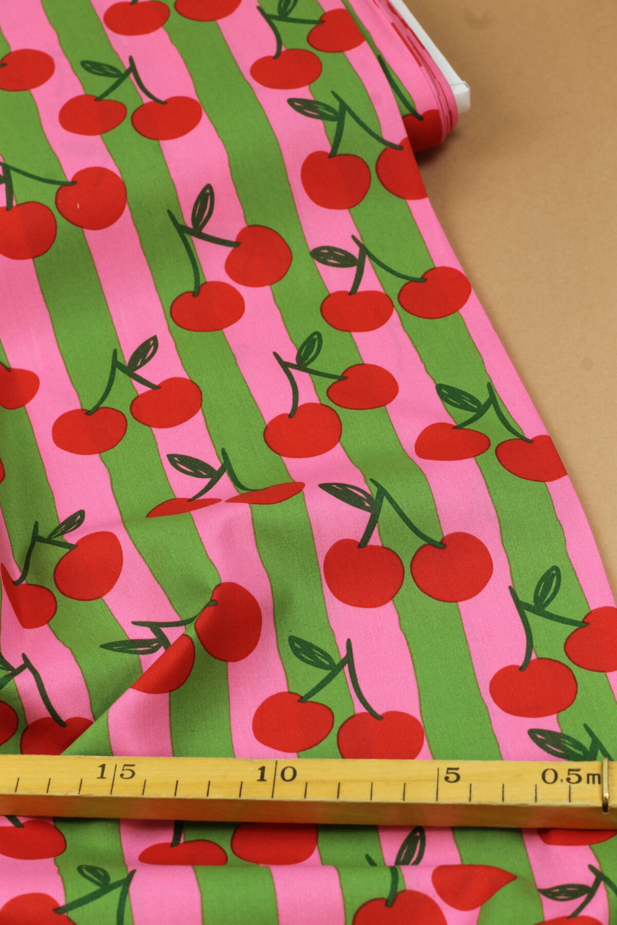 Baumwoll-Poplin "Cherry Pink/Green"