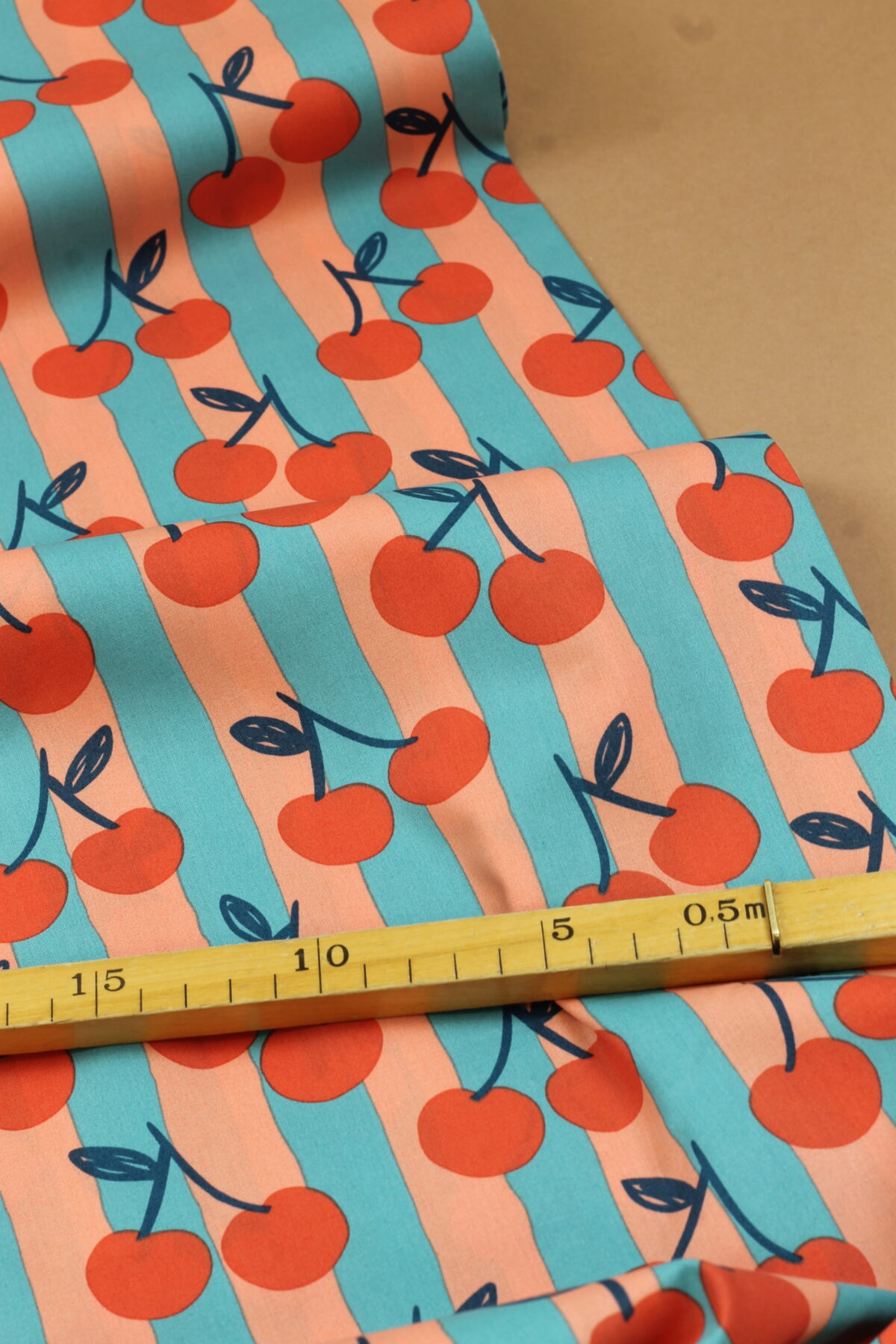 Baumwoll-Poplin "Cherry Coral/Mint"